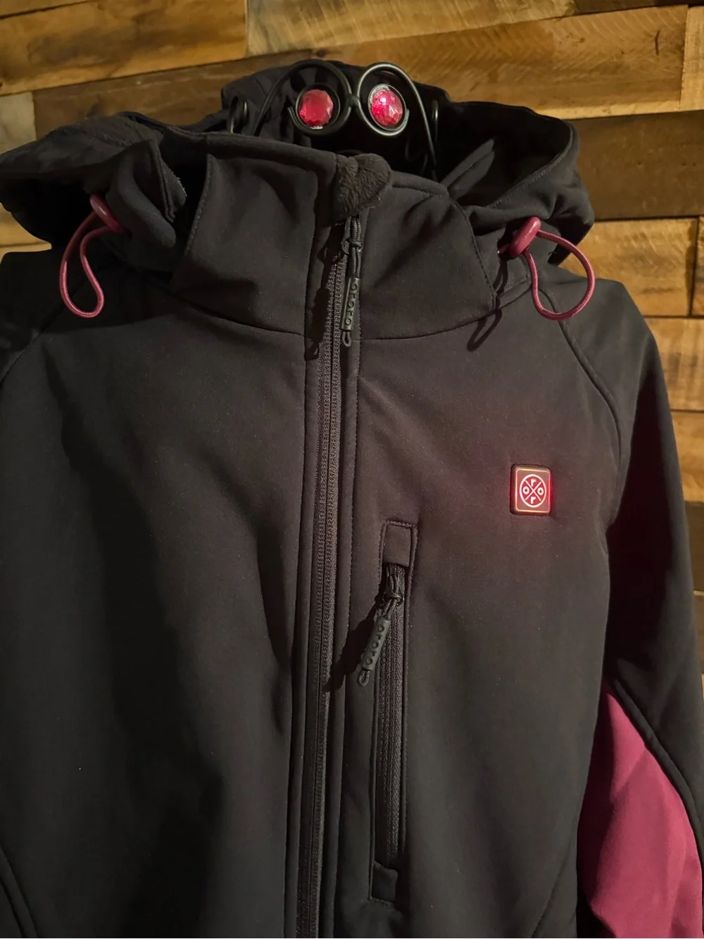 Ororo Womes classic heated jacket softshell black/purple Sz XXL detachable hood